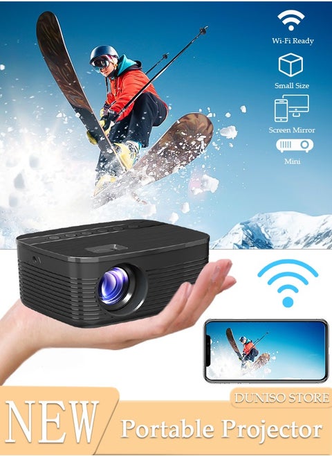 Native 240P Projector Mini Portable Projector with 16"-110" Adjustable Screen WiFi, HD Outdoor Projector Compatible with iOS/Android,TV Stick,HDMI,USB