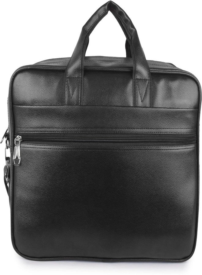 Half Moon Faux Leather Office Bag, Messenger Bag, Expandable Laptop Bag 15.6 Inch, Briefcase, Professional Work Bag, Laptop Office Bags, with 4 Compartments for Men & Women (Black) - Image 2