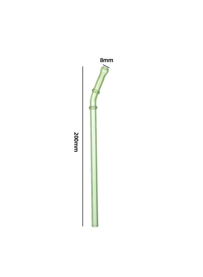 Eco-friendly Glass Straw Mouth Type Double Section Bendable Heat Resistant Colorful Lip Protection Juice Drink Glass Straws-Color:Green - Image 1