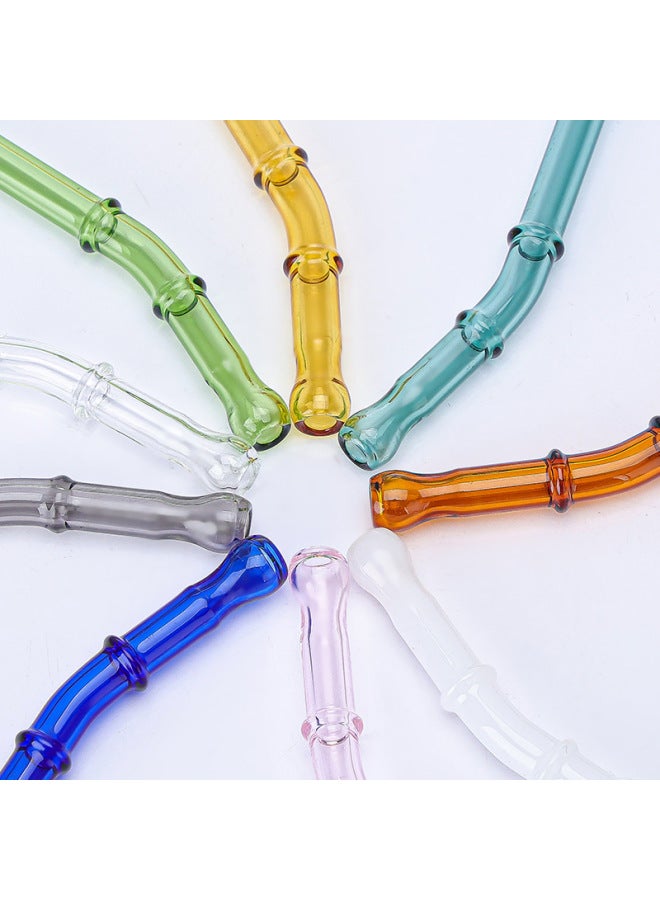 Eco-friendly Glass Straw Mouth Type Double Section Bendable Heat Resistant Colorful Lip Protection Juice Drink Glass Straws-Color:Green - Image 5