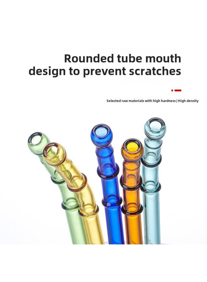 Eco-friendly Glass Straw Mouth Type Double Section Bendable Heat Resistant Colorful Lip Protection Juice Drink Glass Straws-Color:Green - Image 4