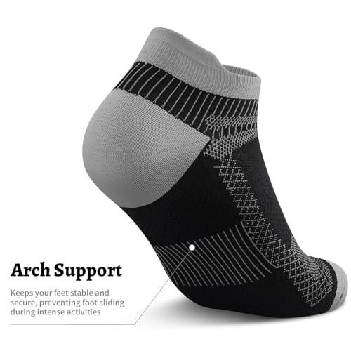 PAPLUS Compression Running Socks (6 Pairs) for Men and Women, Low Cut No Show Running Ankle CompressionSocks with Arch Support for Plantar Fasciitis, Cyling, Athletic, Flight, Travel, Nurses. Black S/M - Image 4