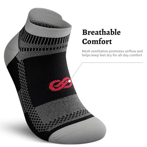 PAPLUS Compression Running Socks (6 Pairs) for Men and Women, Low Cut No Show Running Ankle CompressionSocks with Arch Support for Plantar Fasciitis, Cyling, Athletic, Flight, Travel, Nurses. Black S/M - Image 5