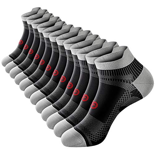 PAPLUS Compression Running Socks (6 Pairs) for Men and Women, Low Cut No Show Running Ankle CompressionSocks with Arch Support for Plantar Fasciitis, Cyling, Athletic, Flight, Travel, Nurses. Black S/M - Image 1