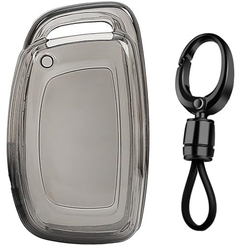 JVCV® Soft TPU Transparent Cover Compatible with Hyundai Alcazar Creta Venue i20 Tucson Elantra Car Button Smart Key. (with Keychain - Style A) - Image 1