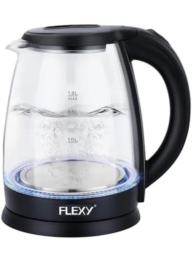 Flexy 1.8 Liter Glass Body Electric Cordless Kettle With 360° Swivel Base Power Cord Storage Auto Cut Off Function Led Indicator 1500 Watts - Image 2