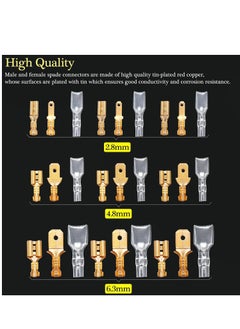 Y&D 360Pcs 2.8/4.8/6.3mm Quick Splice Male and Female Wire Spade Connector Crimp Terminal Block Assortment Kit Golden with Insulating Sleeve forCar Audio Speaker  - Image 3