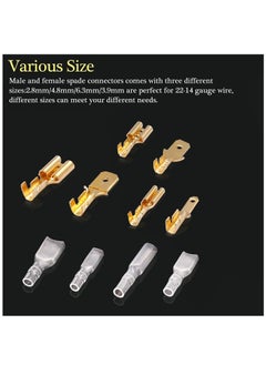 Y&D 360Pcs 2.8/4.8/6.3mm Quick Splice Male and Female Wire Spade Connector Crimp Terminal Block Assortment Kit Golden with Insulating Sleeve forCar Audio Speaker  - Image 4