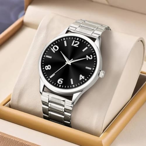 Acnos Fashion Analog Watch Black Blue Green Dial Case Men's Watch Stainless Steel Silver Color Band Quartz Movement Scratch-Resistant - Image 2