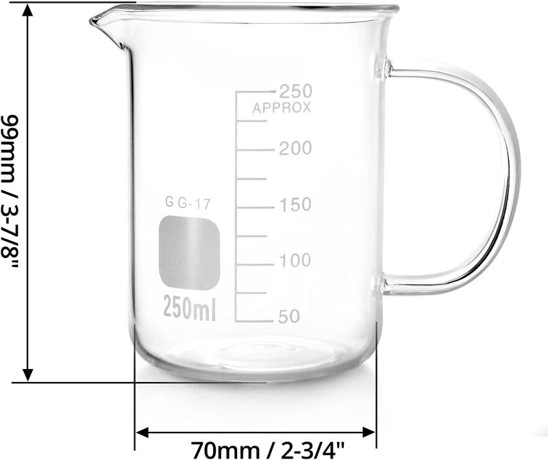 QWORK Beaker with Handle, 250ml/8.45oz, Borosilicate Glass,Measuring Cup, Beaker Mug with Pouring Spout - Image 5