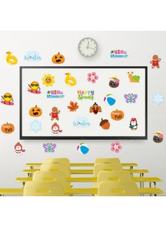 Haooryx Haooryx Winter Christmas Classroom Decor - 120Pcs Spring Summer Fall Winter Christmas Xmas Classroom Cutouts Bulletin Board Set Seasonal Blackboard Border School Classroom Whiteboard Window Wall Decor  - Image 5
