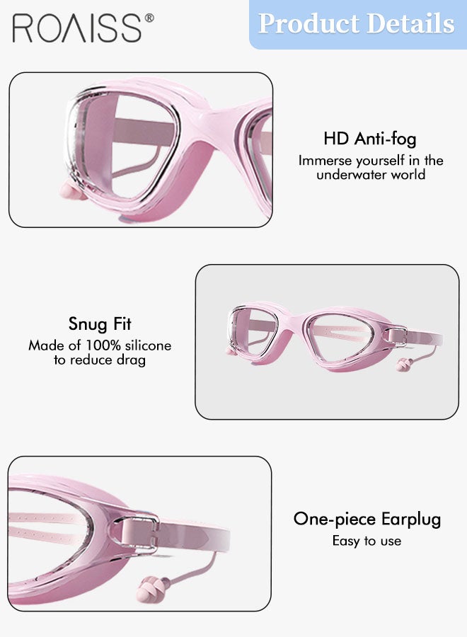 رويس مجموعة نظارات سباحة مكونة من 3 قطع للنساء، نظارات سباحة عالية الدقة مقاومة للماء والضباب، معدات سباحة خارجية مع نظارات سباحة، وغطاء سباحة، ومشبك أنف للرياضات المائية - Image 3