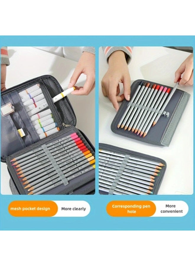 Pencil Case for 72 Sketching Supplies – Large-Capacity Oxford Cloth Stationery Organizer, Simple Design Pencil Storage Bag - Image 3