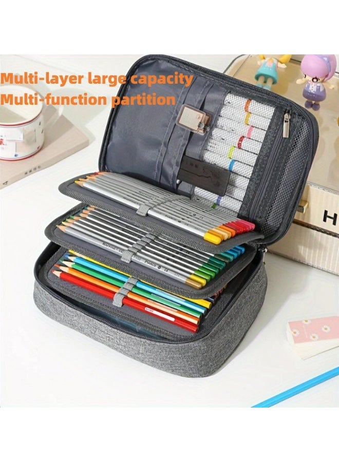 Pencil Case for 72 Sketching Supplies – Large-Capacity Oxford Cloth Stationery Organizer, Simple Design Pencil Storage Bag - Image 1