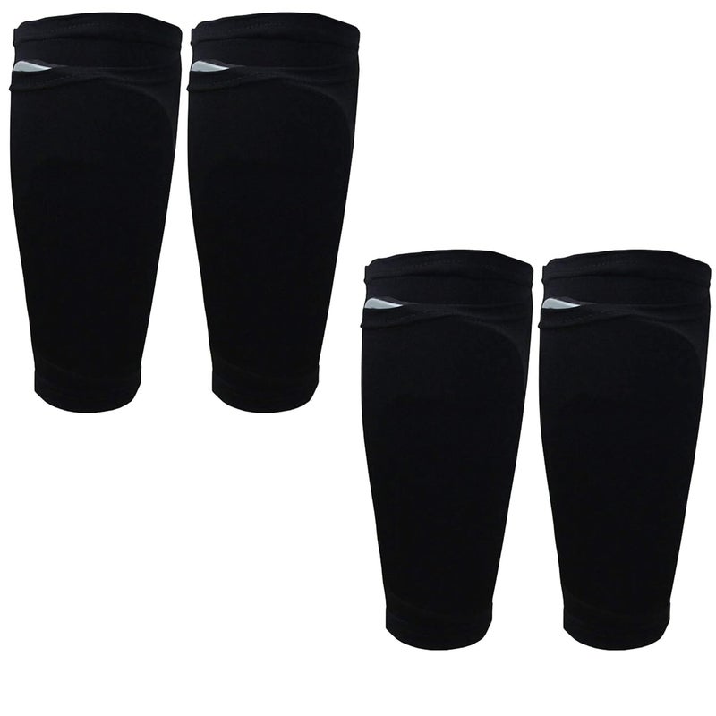 Bloomun 2 Pair Soccer Shin Guard Holder Compression Sleeves Football Protective Sleeves with Pocket for Shin Guards Black Color - Image 1