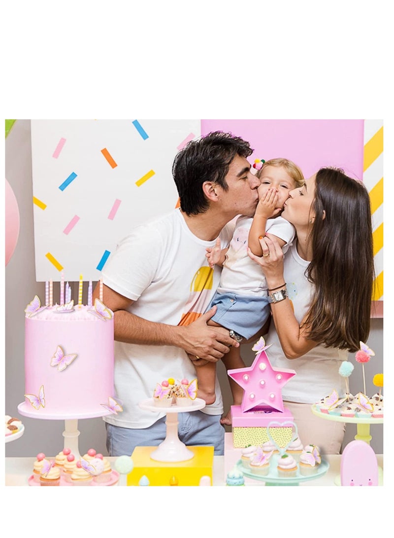 FengSVMA 11 Pieces Purple Gold Butterfly Cake Toppers Metal Gold Happy Birthday Cake Topper Butterfly Birthday Cake Decorations Cake Butterfly Party Decorations - Image 3