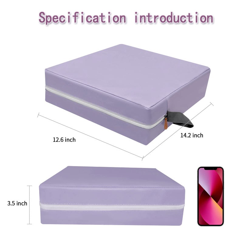 SMZCTYI Toddler Booster Seat for Dining Table, PU Washable Double Safe Straps Non-Slip Bottom Booster Seat Cushion, Strong Support Portable Travel Booster Seat for Chair (Purple) - Image 3