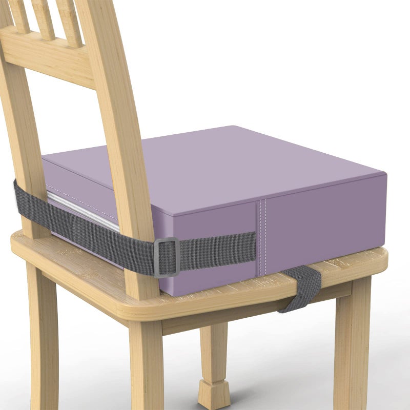 SMZCTYI Toddler Booster Seat for Dining Table, PU Washable Double Safe Straps Non-Slip Bottom Booster Seat Cushion, Strong Support Portable Travel Booster Seat for Chair (Purple) - Image 1
