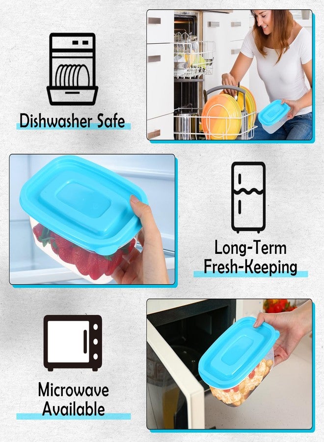 Limbeuuu 18 Pcs 33 Oz Plastic Food Storage Containers with Lids Portion Box Sets with Cover Stackable Plastic Containers with Lids Microwave Freezer Dishwasher Safe(Blue) - Image 3