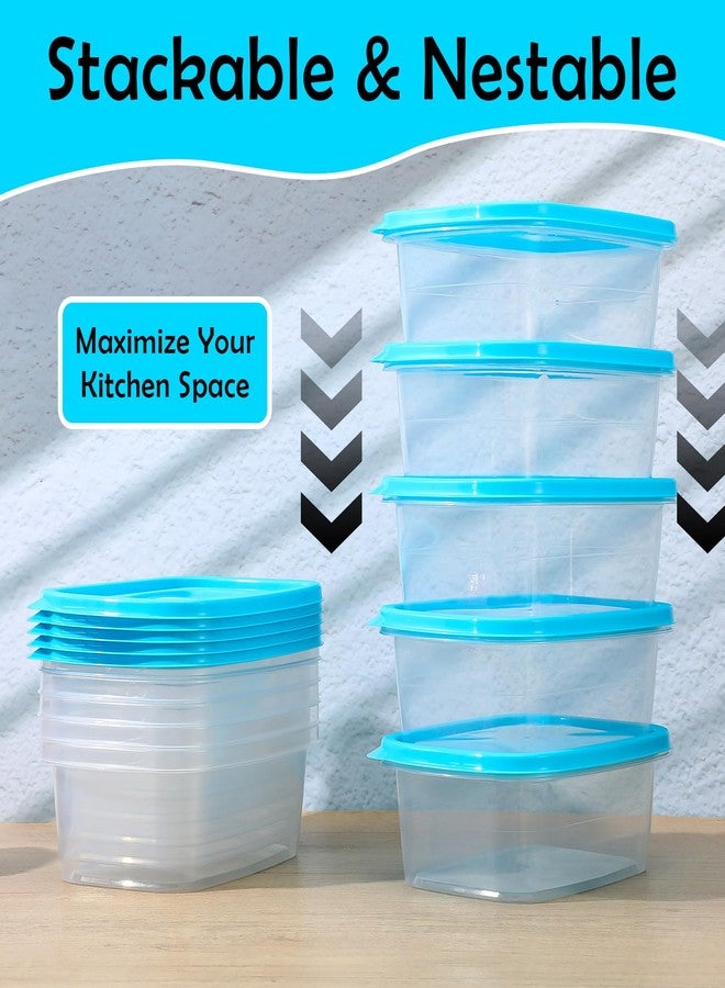Limbeuuu 18 Pcs 33 Oz Plastic Food Storage Containers with Lids Portion Box Sets with Cover Stackable Plastic Containers with Lids Microwave Freezer Dishwasher Safe(Blue) - Image 4
