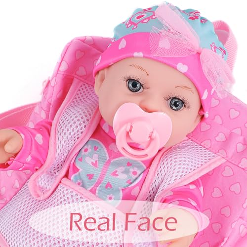 DONTNO 12 Inch Baby Doll with Clothes and Backpack CarrierReborn Baby Doll with Bottles Nipple - Image 5