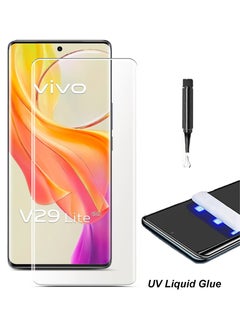 Vivo V29 lite Screen Protector – UV Liquid Glue Full Screen Edge to Edge Tempered Glass Screen Protector, High Transparency, Delicate Touch, Anti-Explosion, Smooth Arc Edges.