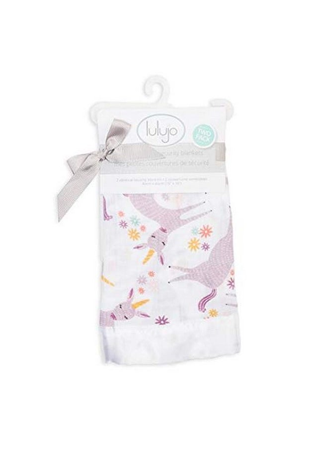 لولوجو بطانيات Baby Security Lovey للجنسين أنعم بطانية أمان من القطن الموسلين قابلة للتنفس مع حواف حريرية من الساتان بطانية مريحة محايدة للفتيات والفتيان 40.64 سم × 40.64 سم في يونيكورن  - Image 3