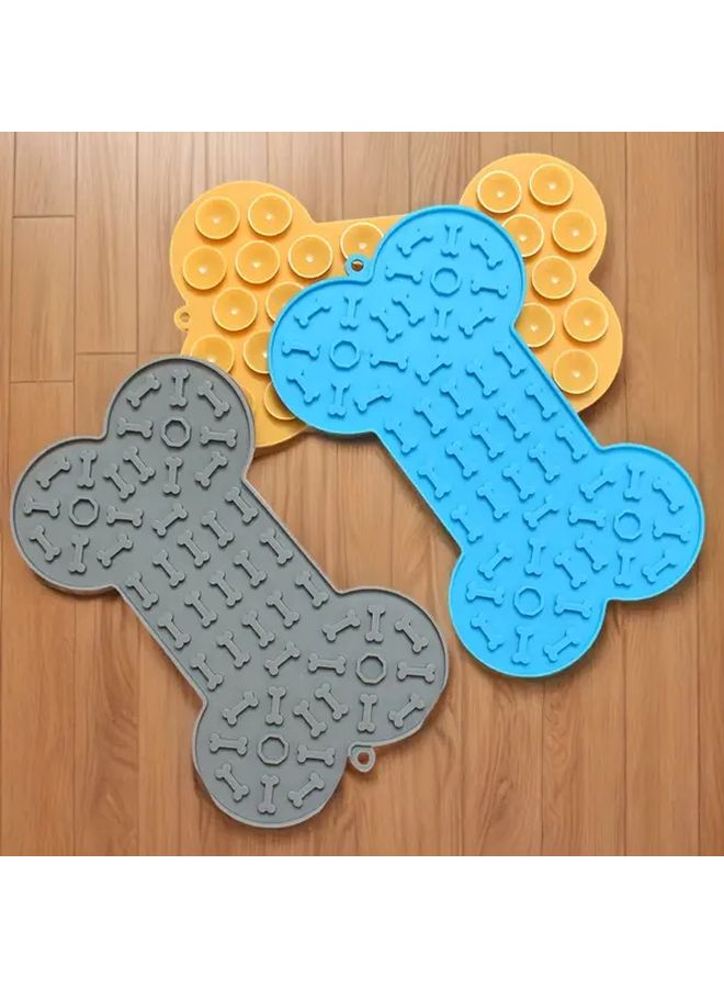 Gray Bone Shaped Slow Feeder Mat Non Slip Anti Tip Easy Clean For Dogs Large Small Breeds - Image 1