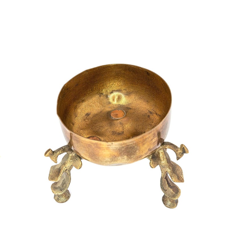 Handmade Vintage Brass Candle Holder Bowl with Stand Home Decor Bowl