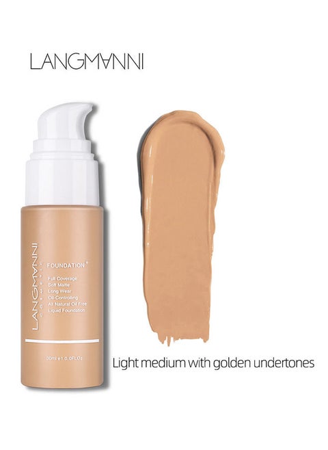 Full Coverage Liquid Foundation, Smoothing Makeup Base Concealer Foundation, Matte Wear Concealer Sun Block Cream, Minimizes Pores, Hides Wrinkles - Advanced Real Moisture Foundation