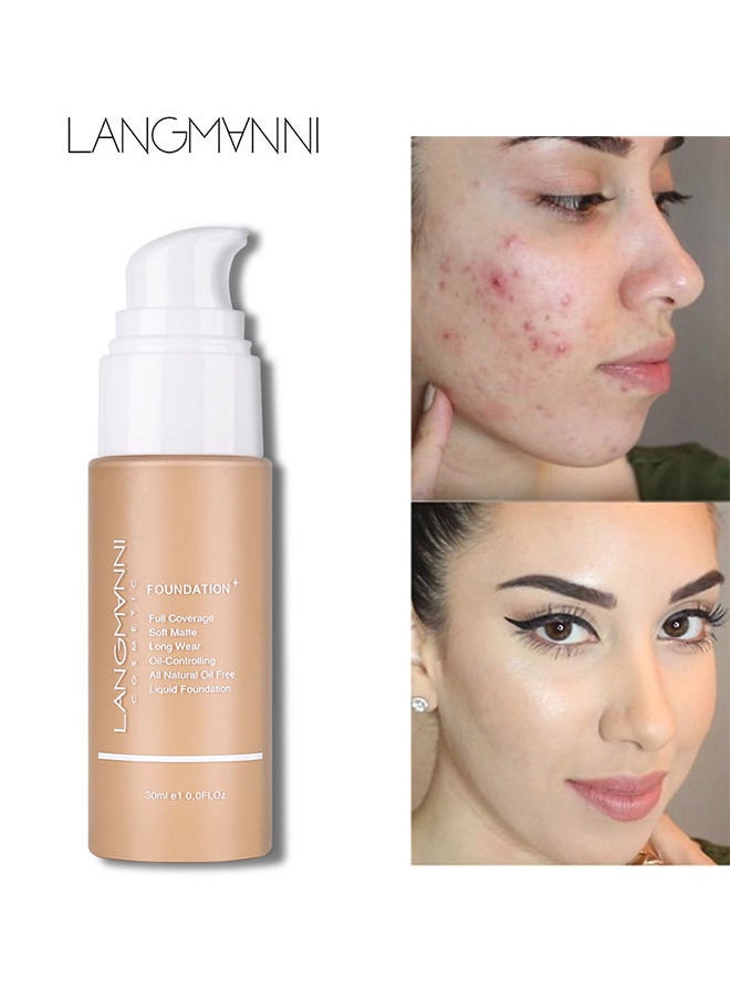 Full Coverage Liquid Foundation, Smoothing Makeup Base Concealer Foundation, Matte Wear Concealer Sun Block Cream, Minimizes Pores, Hides Wrinkles - Advanced Real Moisture Foundation