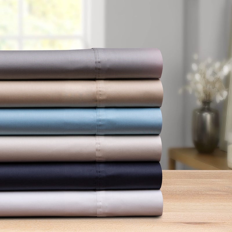 Pointehaven 525 Thread Count 100% Long Staple Cotton Oversized Queen Ivory Pearl Deep Pocket Super Soft Sateen 4 pc Sheet Set - Image 3