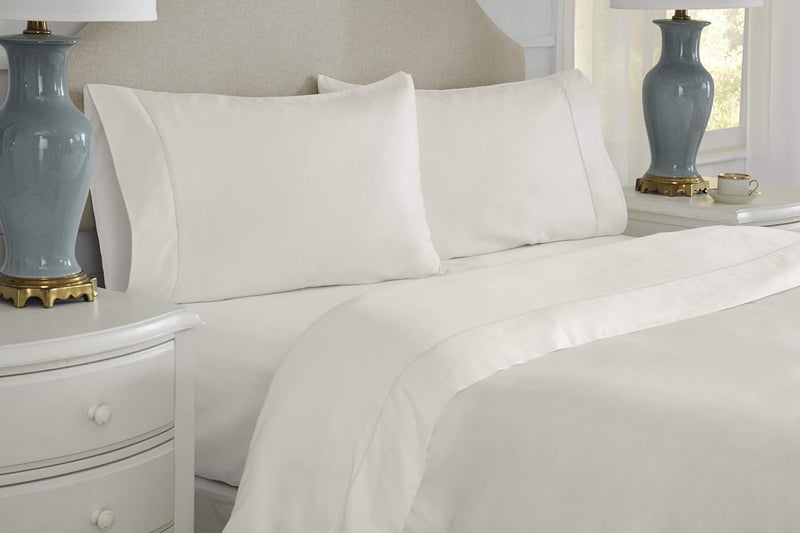 Pointehaven 525 Thread Count 100% Long Staple Cotton Oversized Queen Ivory Pearl Deep Pocket Super Soft Sateen 4 pc Sheet Set - Image 2