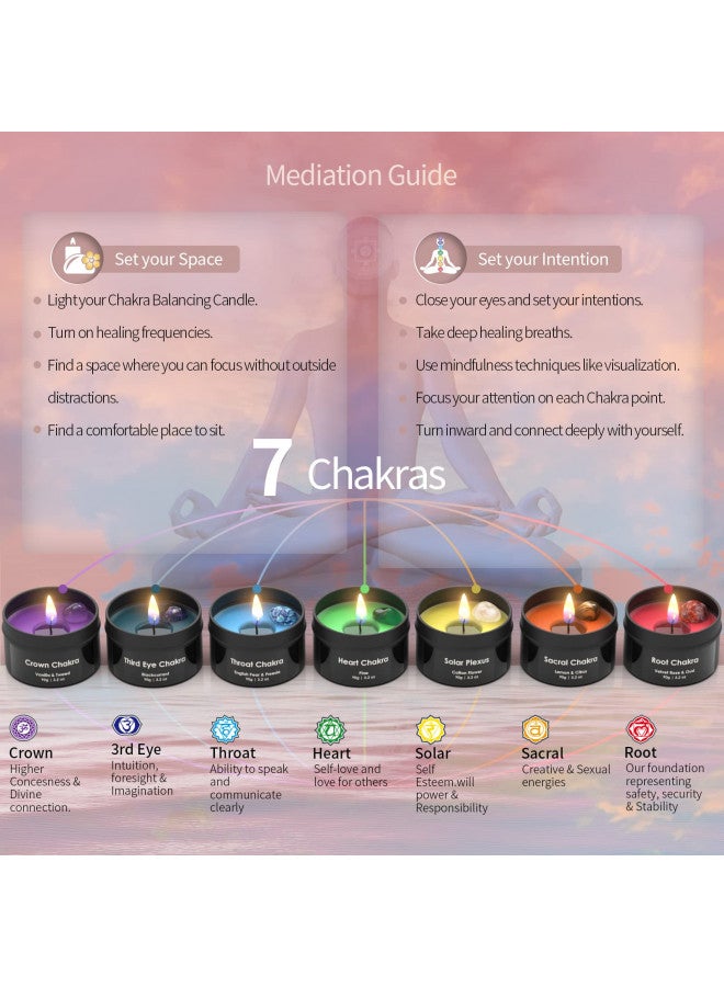 Inspireyes Chakra Candles with Premium Crystal and Healing Stones Luxury Meditation Scented Candles Gift Set for Women Stress Relief Spiritual Decor Healing Candles for Yoga, Aromatherapy - Image 2
