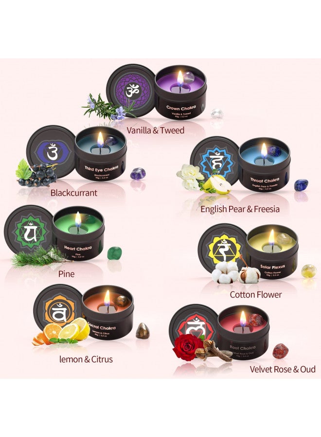 Inspireyes Chakra Candles with Premium Crystal and Healing Stones Luxury Meditation Scented Candles Gift Set for Women Stress Relief Spiritual Decor Healing Candles for Yoga, Aromatherapy - Image 5