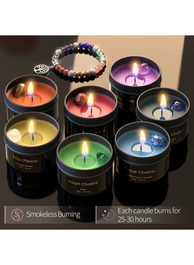Inspireyes Chakra Candles with Premium Crystal and Healing Stones Luxury Meditation Scented Candles Gift Set for Women Stress Relief Spiritual Decor Healing Candles for Yoga, Aromatherapy - Image 4