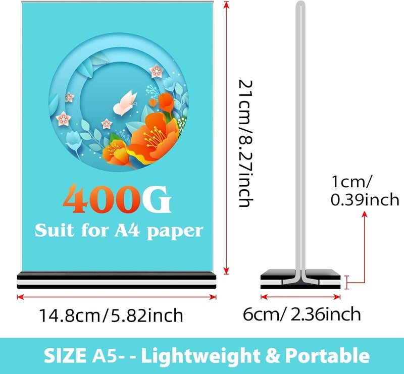 HOOKOR Acrylic Sign Holder,5Pack A5 Poster Menu Holder,Double Sided Display Stands for Restaurant, Hotel, Promotions, Photo, Documents & More - Image 5
