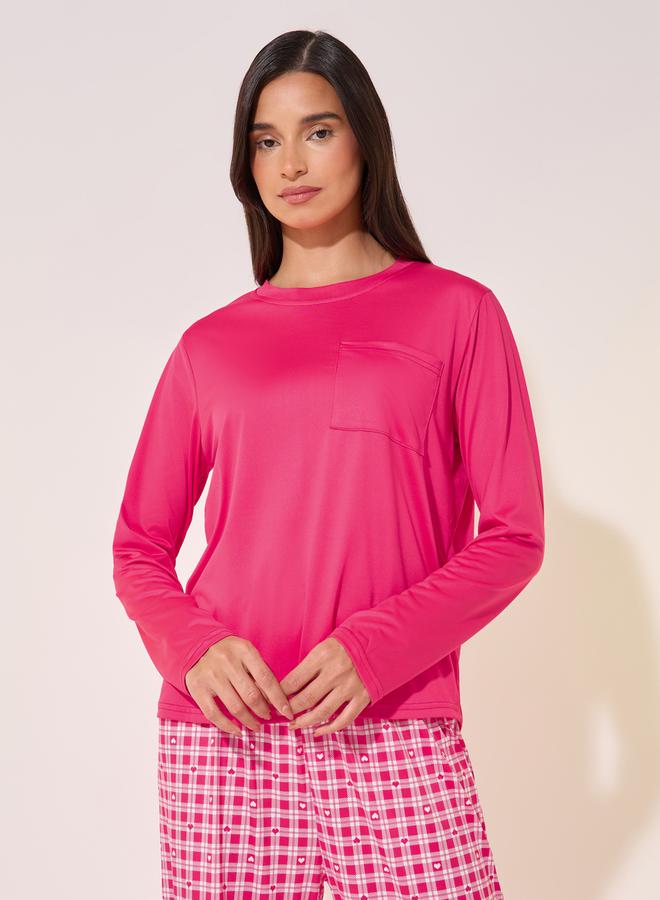 تايك تو طقم بيجامة بأكمام طويلة وياقة مستديرة بنقشة كاروهات - Image 2