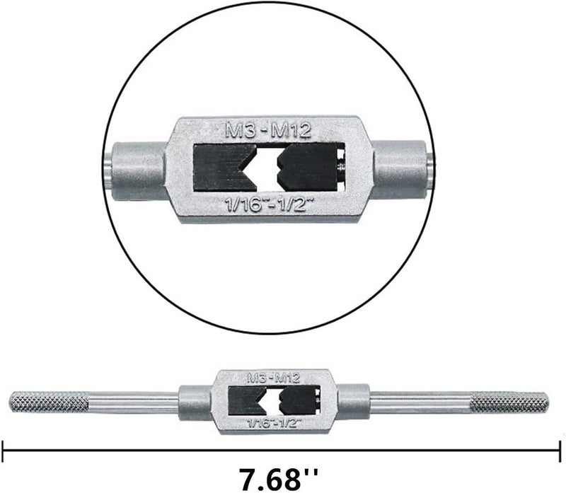 Sunxenze 8pcs Metric Thread Machine Taps Set, Hand Screw Thread Plug Taps M3 M4 M5 M6 M8 M10 M12 with Adjustable Tap Wrench 1/16-1/2'' - Image 2