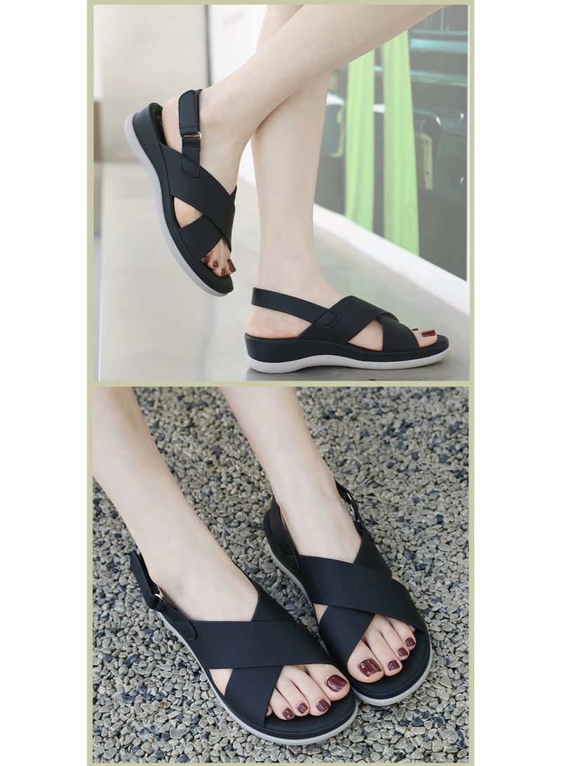 NIBEMINENT Summer Sweet Sandals For Women Fashionable Atmospheric Casual Breathable Comfortable Large-Sized Thick-Soled Shoes Beach Sandals  - Image 2