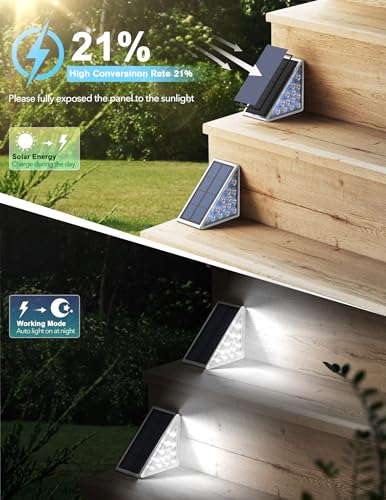 AUDLES LED Solar Step Lights Stair Light Solar Deck Lights IP67 Solar Decoration Lights for Yard, Patio, Garden, Walkways, Front Door, Pathway, Driveway, Porch 6PK - Image 2