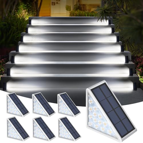 AUDLES LED Solar Step Lights Stair Light Solar Deck Lights IP67 Solar Decoration Lights for Yard, Patio, Garden, Walkways, Front Door, Pathway, Driveway, Porch 6PK - Image 1