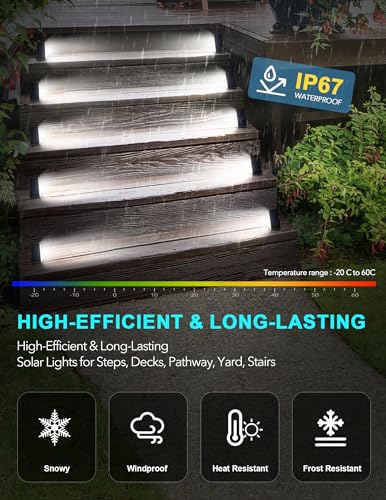 AUDLES LED Solar Step Lights Stair Light Solar Deck Lights IP67 Solar Decoration Lights for Yard, Patio, Garden, Walkways, Front Door, Pathway, Driveway, Porch 6PK - Image 4