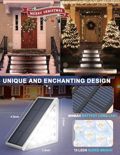 AUDLES LED Solar Step Lights Stair Light Solar Deck Lights IP67 Solar Decoration Lights for Yard, Patio, Garden, Walkways, Front Door, Pathway, Driveway, Porch 6PK - Image 5