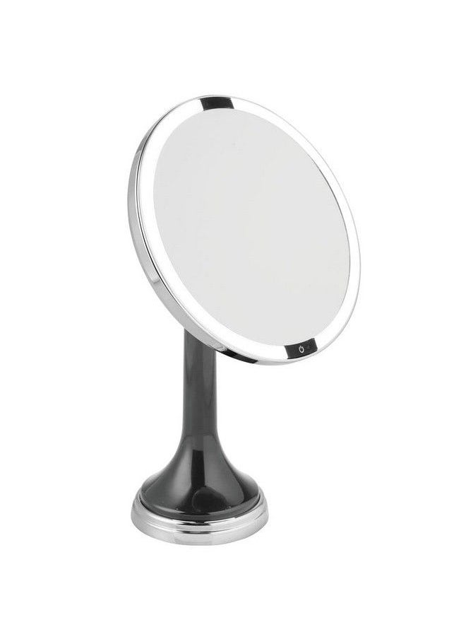 mDesign Modern Motion Sensor Led Lighted Makeup Bathroom Vanity Mirror Large 8" Round 3X Magnification Handsfree Rechargeable And Cordless Gray Chrome  - Image 1