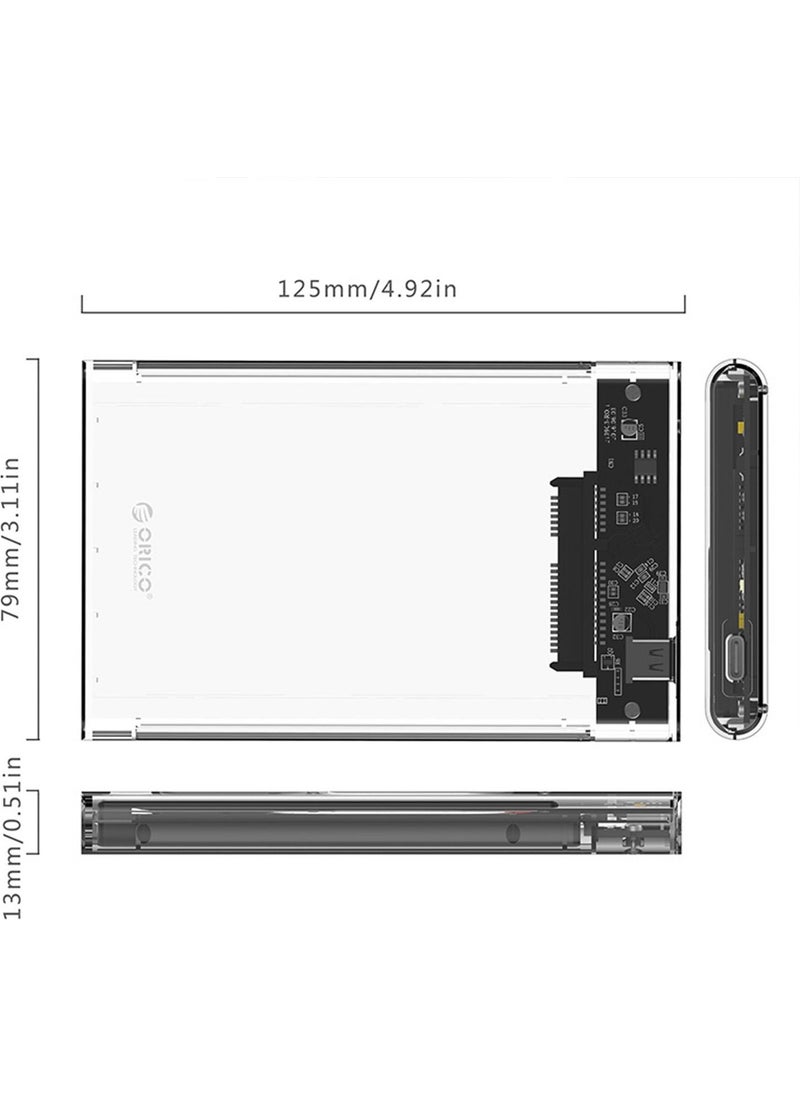 Orico - Orıco USB 3.1 Gen2 Type-C 2.5” Inch Sata SSD Hard Disk Box Transparent - Image 1