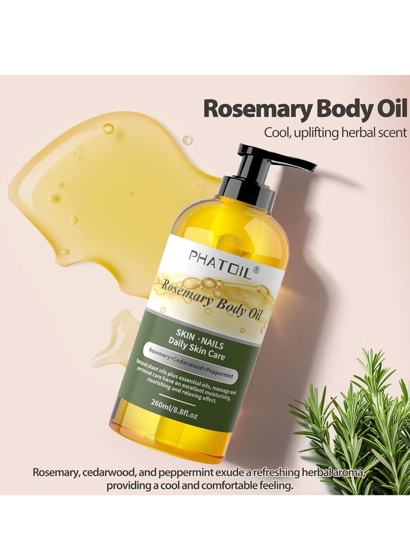 PHATOIL Rosemary Body Oil After Shower with Pump, 260 ml (8.8 fl.oz) Premium Quality Massage Oil Body Oils for Dry Skin, Rosemary Oil for Hair, Blends of Natural Plant Oils and Essential Oils - Image 2