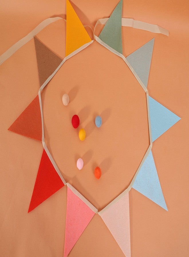 Agkvw Felt Bunting Banner - Colorful Bunting Banner, Boho Nursery Wall Hanging, Wedding Birthday Flag Home Decor, Kids Playroom Wall Decor - Image 5