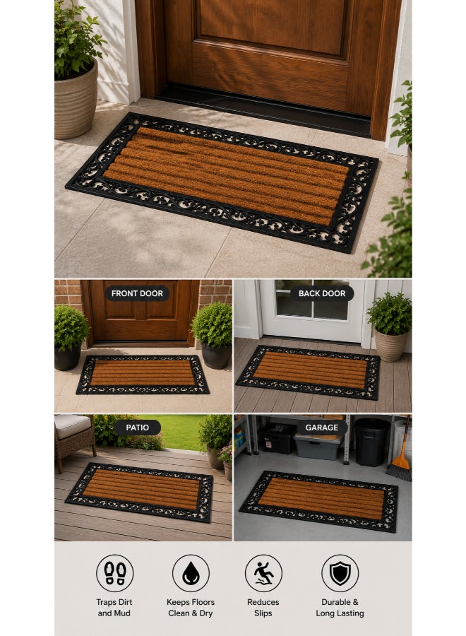 Home auraa Grand Design Doormat  40x60cm | Non Slip PVC and Coir Material | Indoor Outdoor Durable Entrance Doormats - Image 1
