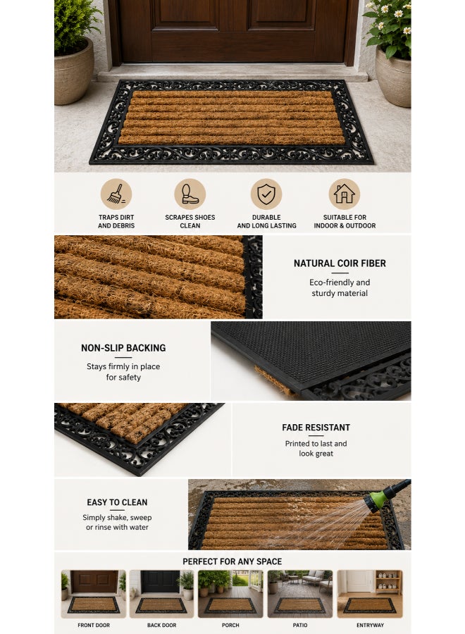 Home auraa Grand Design Doormat  40x60cm | Non Slip PVC and Coir Material | Indoor Outdoor Durable Entrance Doormats - Image 2